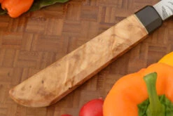 Flame Tooth Damascus Slicer With Himalayan Birch (11-1/2") -Optimal Knives Store 106939 4 x