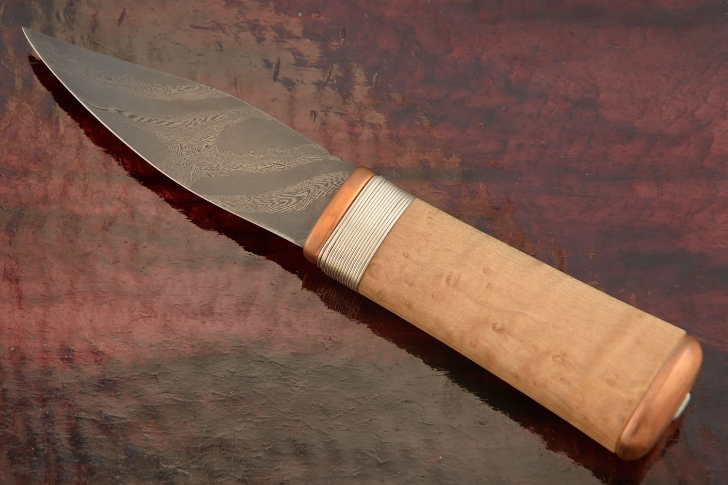 Damascus Utility With Birdseye Maple 1 Damascus Utility With Birdseye Maple