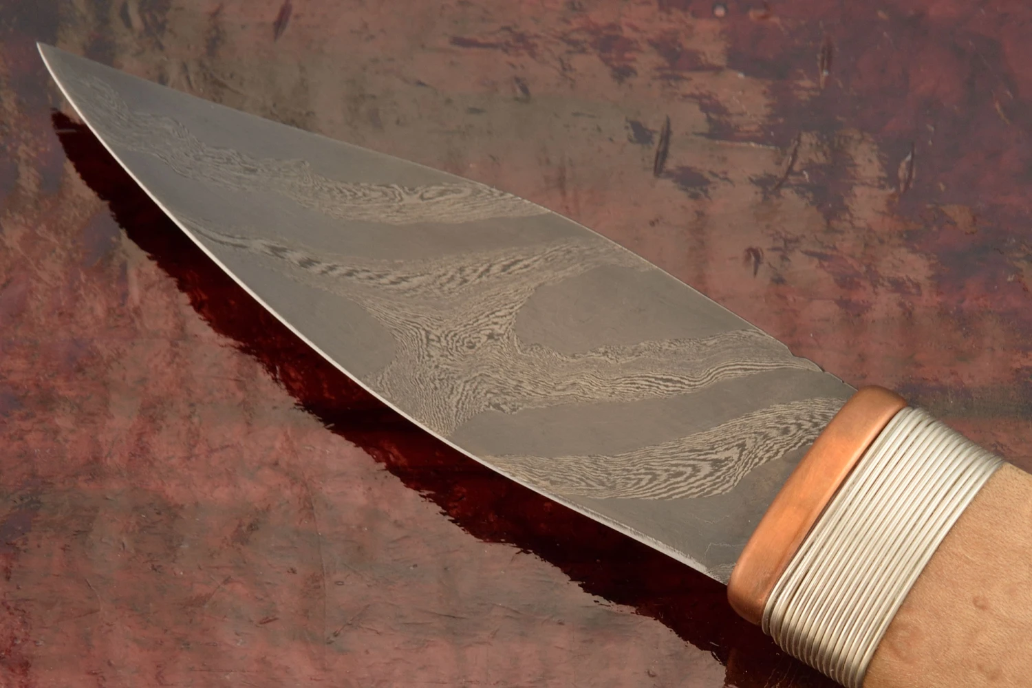 Damascus Utility With Birdseye Maple 2 Damascus Utility With Birdseye Maple - Image 2