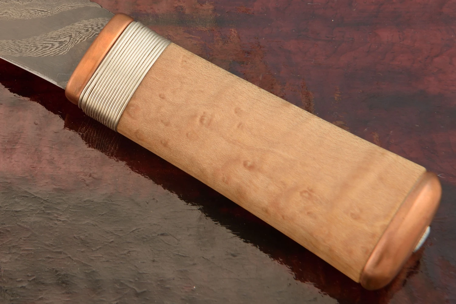 Damascus Utility With Birdseye Maple 3 Damascus Utility With Birdseye Maple - Image 3