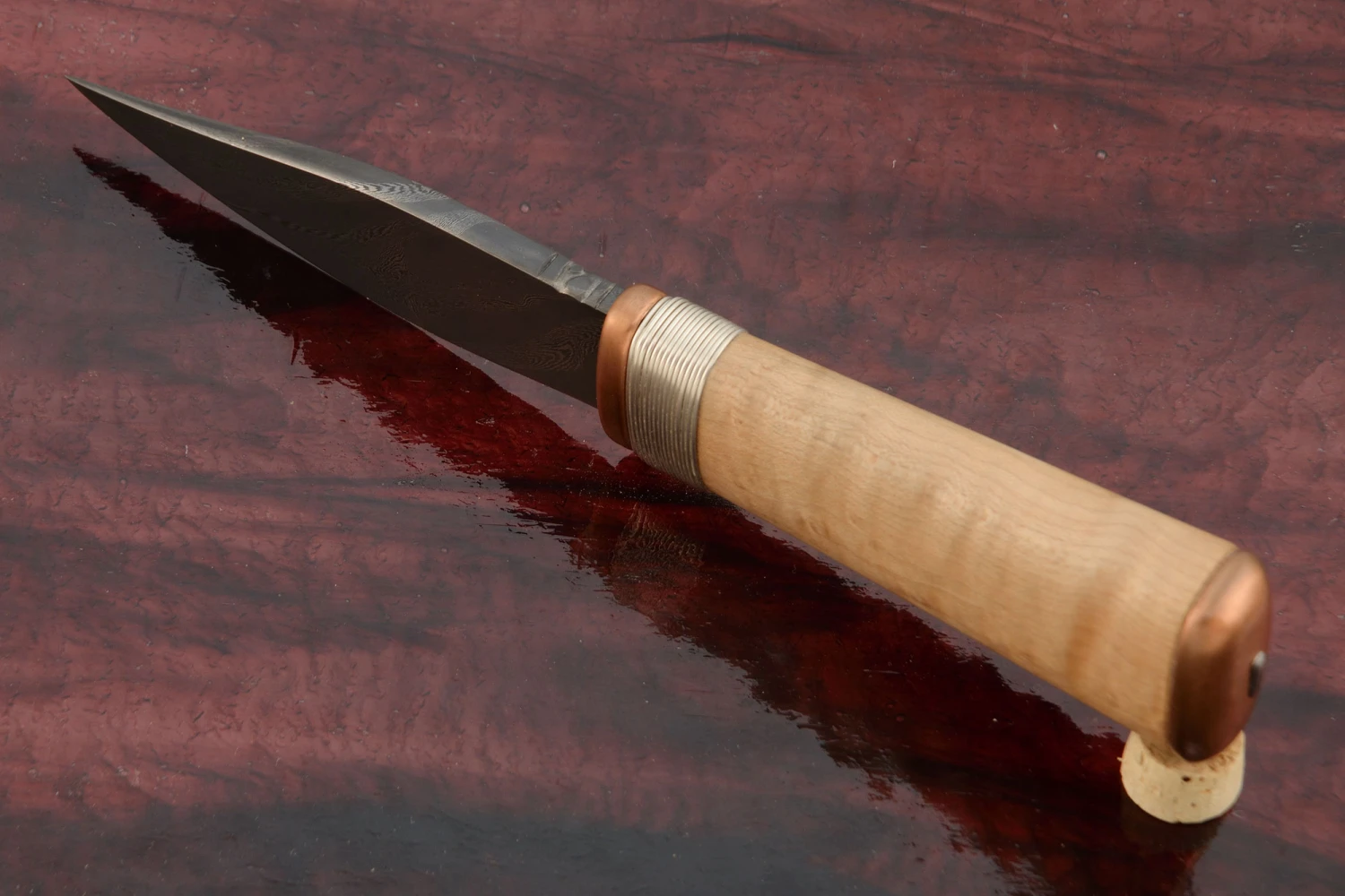 Damascus Utility With Birdseye Maple 4 Damascus Utility With Birdseye Maple - Image 4