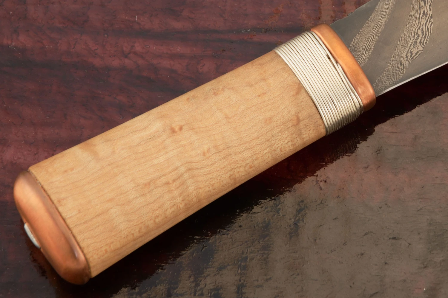 Damascus Utility With Birdseye Maple 5 Damascus Utility With Birdseye Maple - Image 5