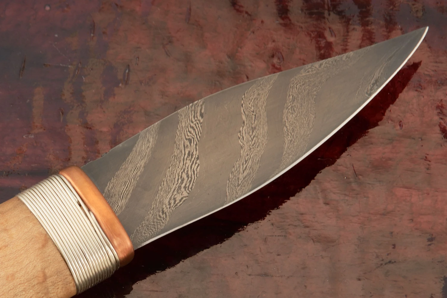 Damascus Utility With Birdseye Maple 6 Damascus Utility With Birdseye Maple - Image 6