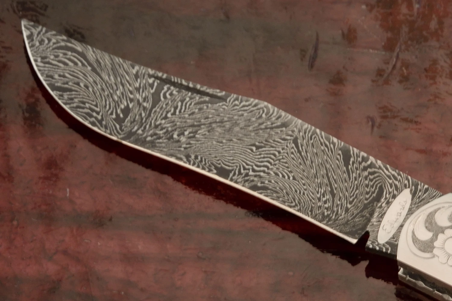 Mosaic Damascus Slipjoint Folder With Mammoth Ivory 2 Mosaic Damascus Slipjoint Folder With Mammoth Ivory - Image 2