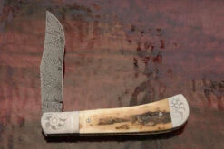 Mosaic Damascus Slipjoint Folder With Mammoth Ivory 11 Mosaic Damascus Slipjoint Folder With Mammoth Ivory -Optimal Knives Store 107052 5 x