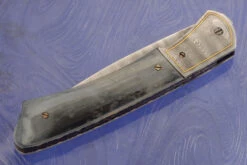 Damascus Front Flipper With Blue Mammoth Ivory -Optimal Knives Store 107055 3 x