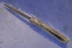 Damascus Front Flipper With Blue Mammoth Ivory -Optimal Knives Store 107055 4 x