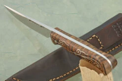 Silver Vines Clip Point Hunter With Curly Maple -Optimal Knives Store 107090 4 x