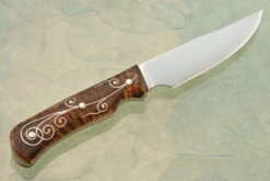 Silver Vines Clip Point Hunter With Curly Maple -Optimal Knives Store 107090 6 x