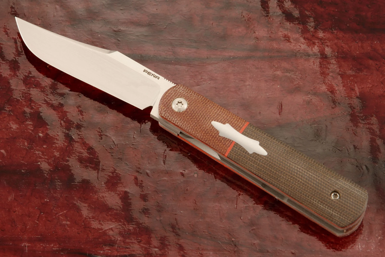 Barlow Front Flipper With Green And Natural Micarta - CPM-154 1 Barlow Front Flipper With Green And Natural Micarta - CPM-154