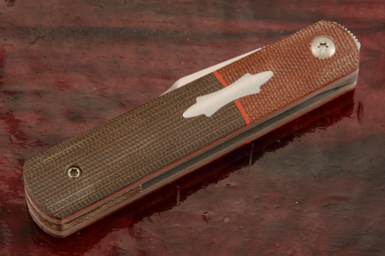 Barlow Front Flipper With Green And Natural Micarta - CPM-154 2 Barlow Front Flipper With Green And Natural Micarta - CPM-154 - Image 2