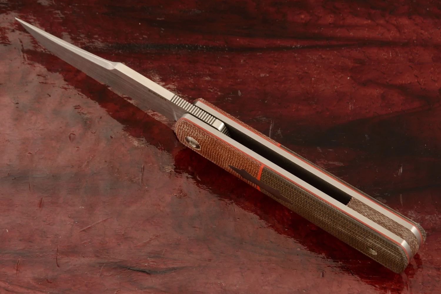 Barlow Front Flipper With Green And Natural Micarta - CPM-154 3 Barlow Front Flipper With Green And Natural Micarta - CPM-154 - Image 3