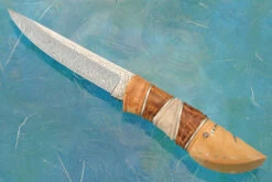 Swedish Hunter, Damasteel, Mammoth Ivory, Birch, Reindeer Antler -Optimal Knives Store 107232 8 x