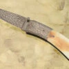 Feather Damascus Folder With Ancient Walrus Ivory