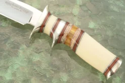 Sub-Hilt Fighter With Synthetic Ivory, Oosic, Micarta, And Amber -Optimal Knives Store 107279 3 x