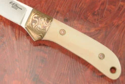 Drop Point Hunter With Mammoth Ivory And Mokume - ATS-34 -Optimal Knives Store 107301 3 x
