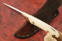 Drop Point Hunter With Mammoth Ivory And Mokume - ATS-34 -Optimal Knives Store 107301 4 x