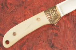 Drop Point Hunter With Mammoth Ivory And Mokume - ATS-34 -Optimal Knives Store 107301 5 x