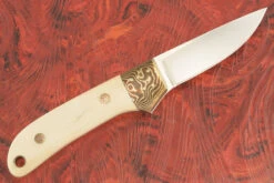 Drop Point Hunter With Mammoth Ivory And Mokume - ATS-34 -Optimal Knives Store 107301 6 x