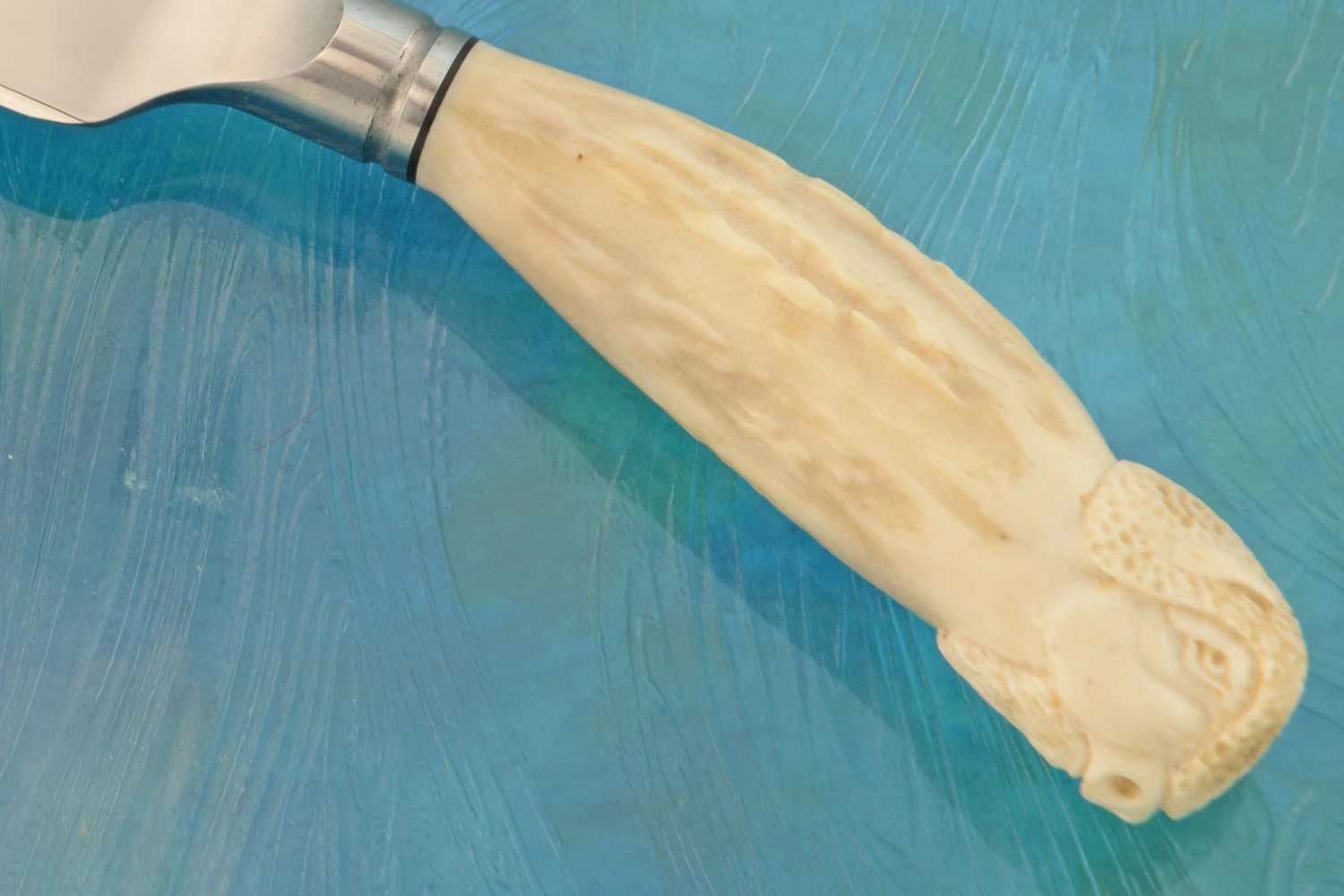 Integral Field Knife With Carved Moose Antler 3 Integral Field Knife With Carved Moose Antler - Image 3