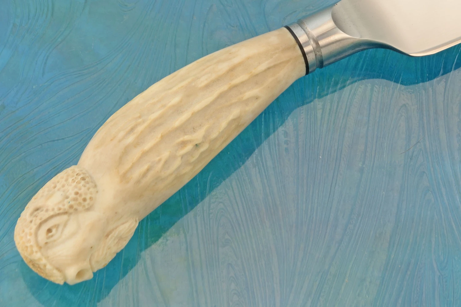 Integral Field Knife With Carved Moose Antler 5 Integral Field Knife With Carved Moose Antler - Image 5