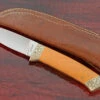 Engraved Drop Point Hunter With Antique Micarta