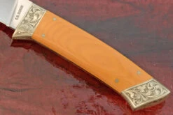 Engraved Drop Point Hunter With Antique Micarta -Optimal Knives Store 107304 3 x