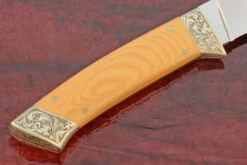 Engraved Drop Point Hunter With Antique Micarta -Optimal Knives Store 107304 5 x