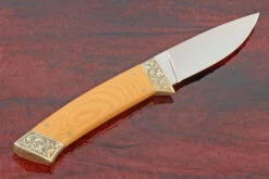 Engraved Drop Point Hunter With Antique Micarta -Optimal Knives Store 107304 6 x
