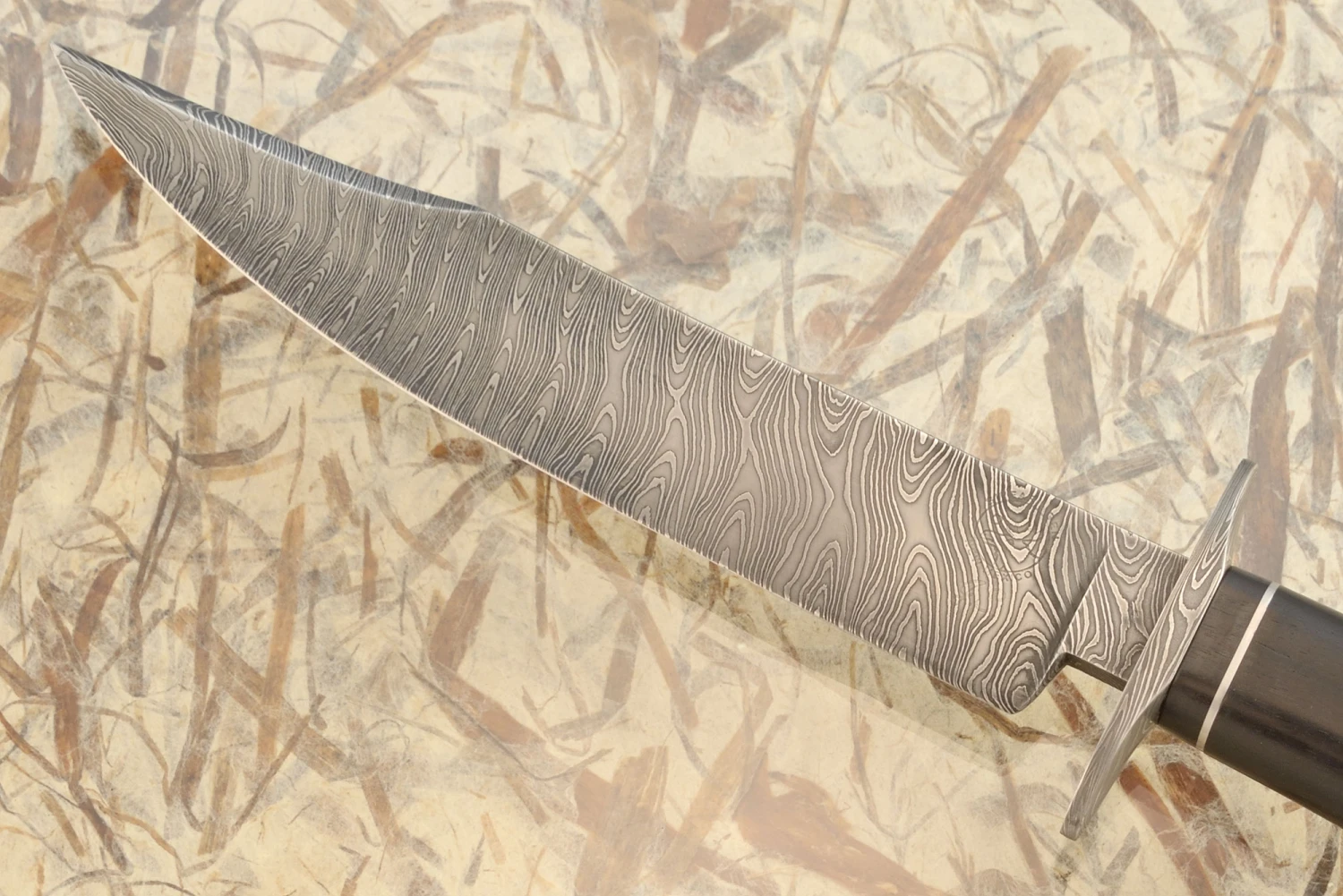 Damascus Bowie With Stag And African Blackwood 3 Damascus Bowie With Stag And African Blackwood - Image 3