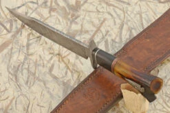 Damascus Bowie With Stag And African Blackwood 12 Damascus Bowie With Stag And African Blackwood -Optimal Knives Store 107312 5 x