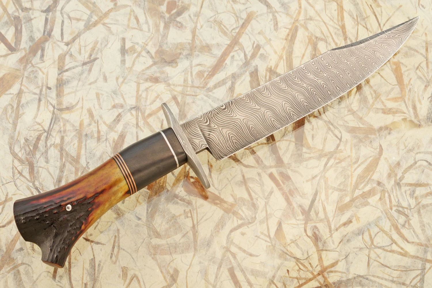 Damascus Bowie With Stag And African Blackwood 8 Damascus Bowie With Stag And African Blackwood - Image 8