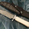 Damascus Bowie With Terraced Mammoth Ivory Coffin Handle