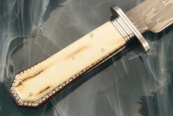 Damascus Bowie With Terraced Mammoth Ivory Coffin Handle -Optimal Knives Store 107313 6 x