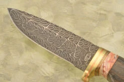 Mosaic Damascus Hunter With Bog Oak And Mammoth Molar -Optimal Knives Store 107437 3 x