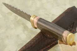 Mosaic Damascus Hunter With Bog Oak And Mammoth Molar -Optimal Knives Store 107437 5 x