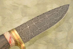 Mosaic Damascus Hunter With Bog Oak And Mammoth Molar -Optimal Knives Store 107437 7 x