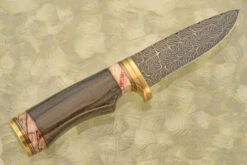 Mosaic Damascus Hunter With Bog Oak And Mammoth Molar -Optimal Knives Store 107437 8 x