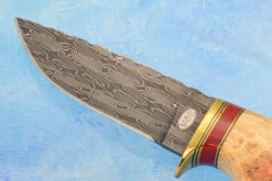 Mosaic Damascus Hunter With Box Elder Burl And Red Jasper -Optimal Knives Store 107439 3 x