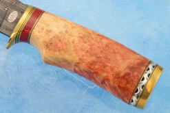 Mosaic Damascus Hunter With Box Elder Burl And Red Jasper -Optimal Knives Store 107439 4 x
