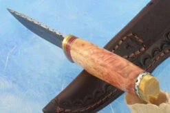 Mosaic Damascus Hunter With Box Elder Burl And Red Jasper -Optimal Knives Store 107439 5 x