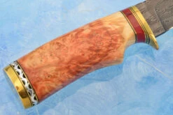 Mosaic Damascus Hunter With Box Elder Burl And Red Jasper -Optimal Knives Store 107439 6 x