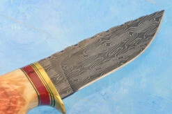 Mosaic Damascus Hunter With Box Elder Burl And Red Jasper -Optimal Knives Store 107439 7 x