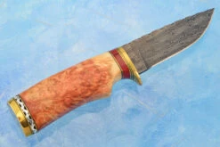 Mosaic Damascus Hunter With Box Elder Burl And Red Jasper -Optimal Knives Store 107439 8 x