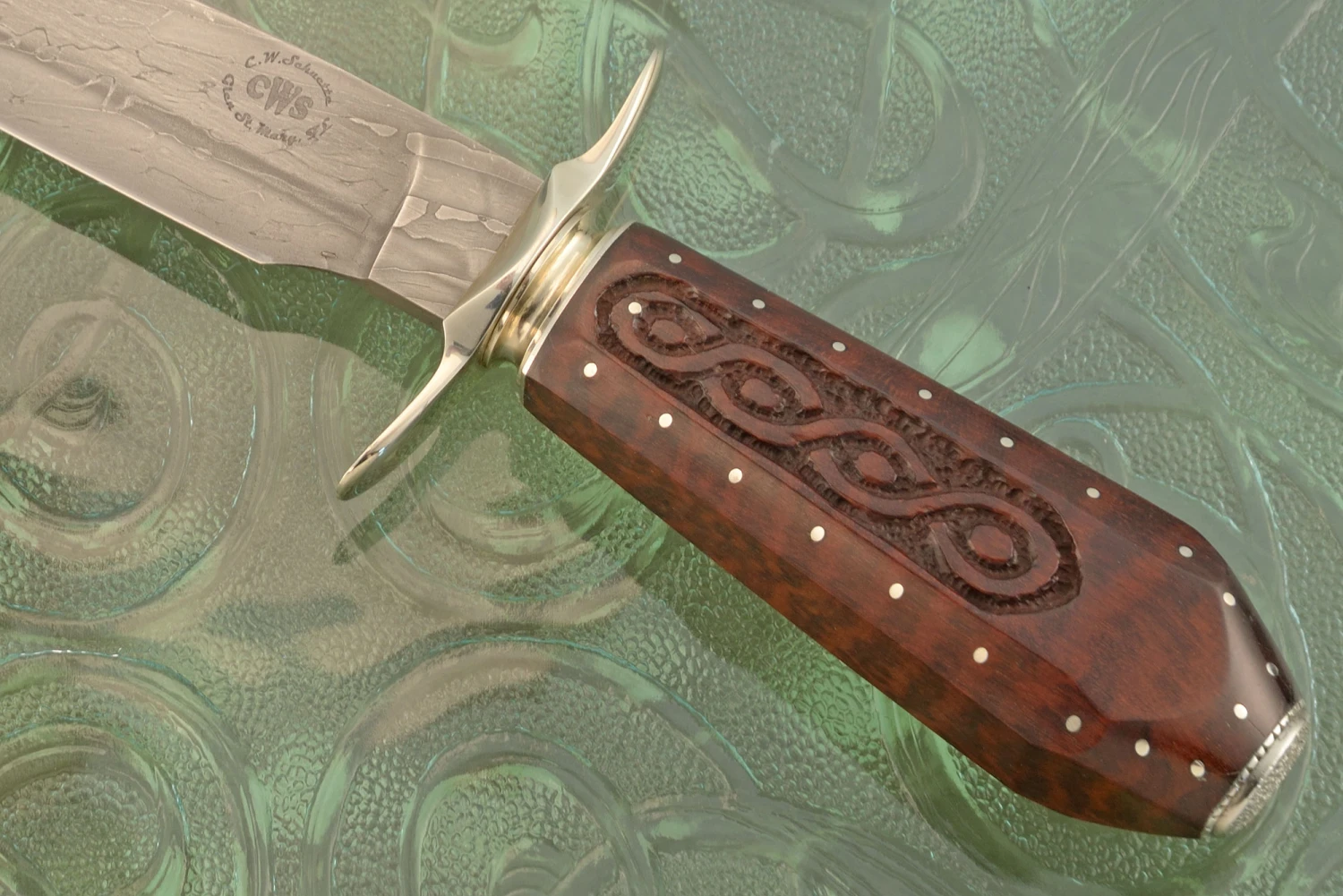 Damascus Bowie With Snakewood 3 Damascus Bowie With Snakewood - Image 3