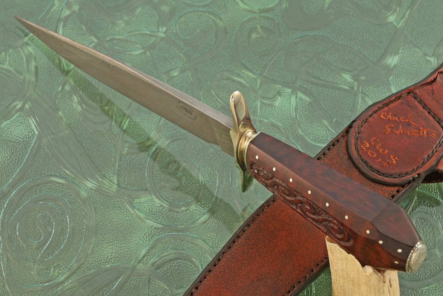 Damascus Bowie With Snakewood 4 Damascus Bowie With Snakewood - Image 4