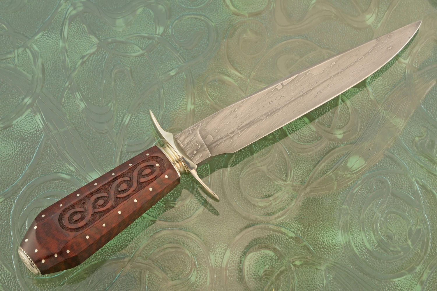 Damascus Bowie With Snakewood 7 Damascus Bowie With Snakewood - Image 7
