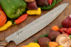 Damascus Chef's Slicer With Koa, Birch, And Mammoth Molar -Optimal Knives Store 107457 3 x