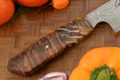 Damascus Chef's Slicer With Koa, Birch, And Mammoth Molar -Optimal Knives Store 107457 4 x
