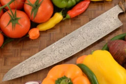 Damascus Chef's Slicer With Koa, Birch, And Mammoth Molar -Optimal Knives Store 107457 7 x